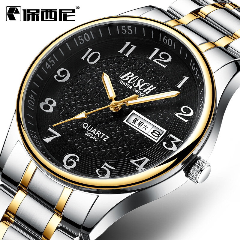 จีนภาษาอังกฤษปฏิทินนาฬิกาผู้ชาย Classic กันน้ำจำนวน Quartz นาฬิกาข้อมือและนาฬิกา Dropshipping