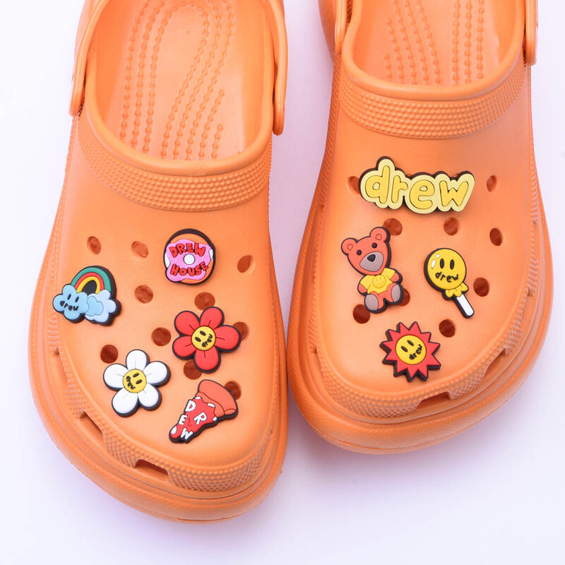 Sorriso singolo girasole Croc scarpa Charms accessori unicorno PVC zoccolo scarpa decorazione per Croc JIBZ misura braccialetti regalo per bambini