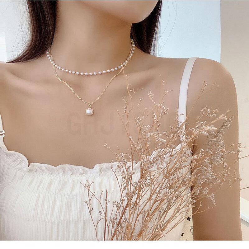 Collana di perle Boho per gioielli da donna sul collo doppia catena di perline collane bracciale da donna accessori all'ingrosso