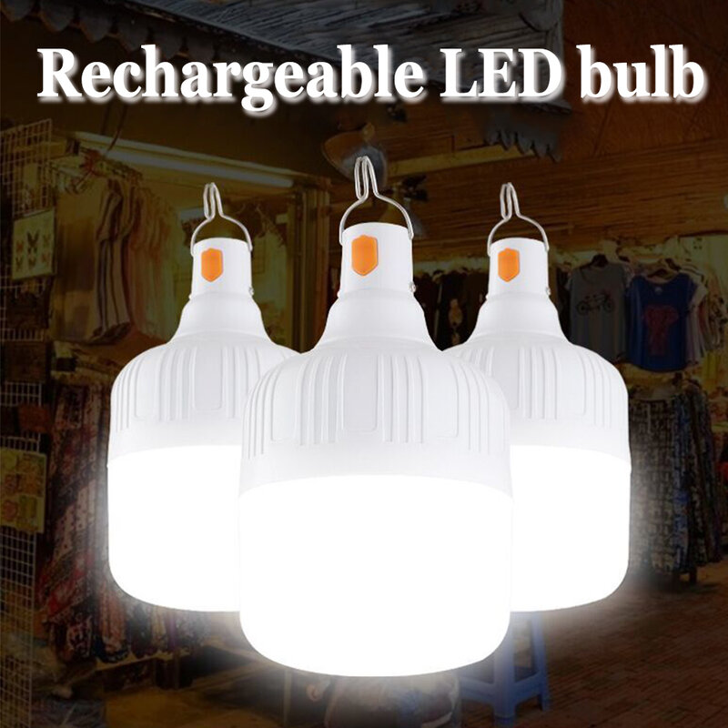 Luz de emergencia de bombillas LED para lámpara móvil recargable por USB, luces portátiles de acampada con gancho, decoración para el hogar, gran oferta, 300W