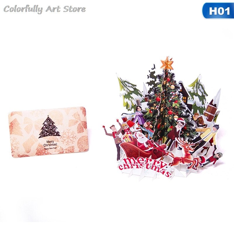 3D креативное украшение, Рождественская открытка, поездки с Санта-Клаусом, украшение для вечерние НКИ и свадьбы, Визитная открытка, подарок