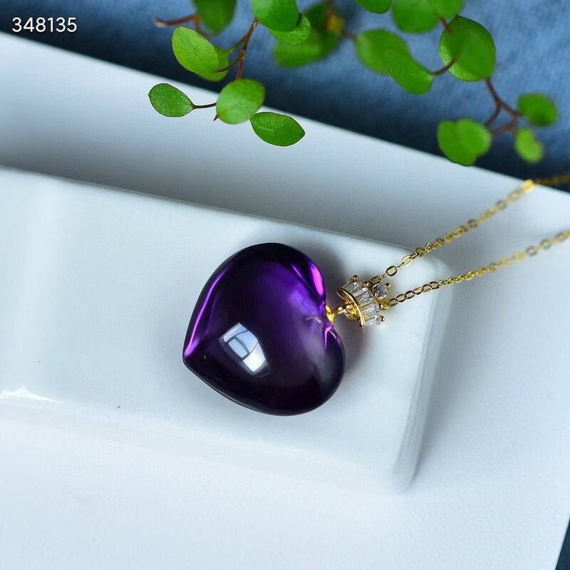 Natural Purple Amethyst Quartz Heart Pendant Women Men 23.2*13.3*20.8mm Carved Amethyst Love Necklace Jewelry AAAAA
