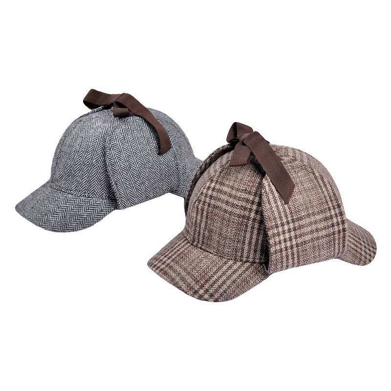 2021 moda xadrez duplo brim hip hop boné de beisebol masculino outono e inverno chapéu das crianças meninos e meninas detetive chapéu