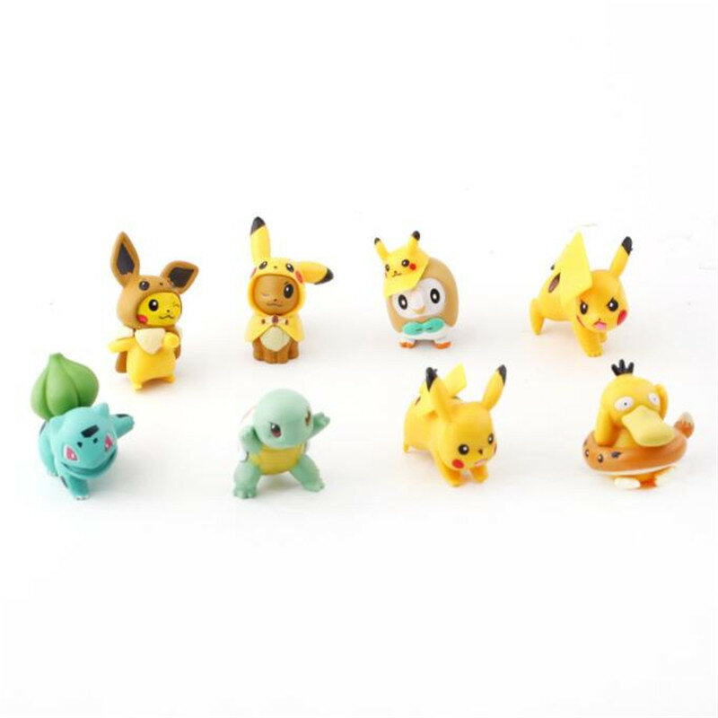 Figurines POKEMON Pikachu mignonnes, 8 pièces/ensemble, modèles de jouets de poche, monstre, dessin animé, cadeaux pour enfants