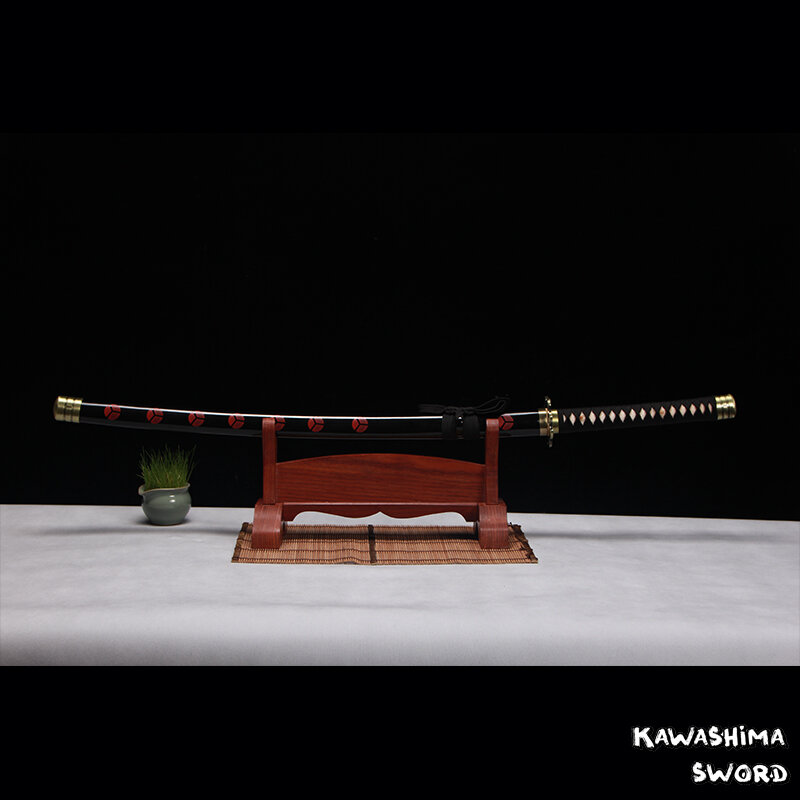 Najnowszy jednoczęściowy miecz Zoro Shusui Sandai stal wysokowęglowa fioletowe czerwone ostrze prawdziwa Katana ręcznie pełna Tang ostra dostawa