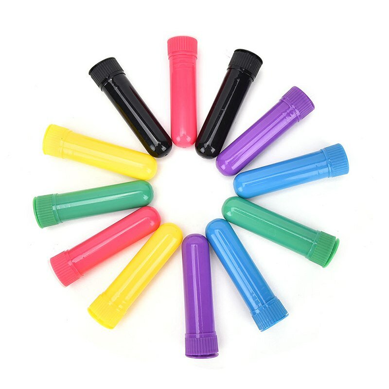12Pc Blank Nasal Containers Essential Colored Plastic Aromatherapy Inhalers Tubes Sticks Nasal Container With Wicks For Oil Nose
