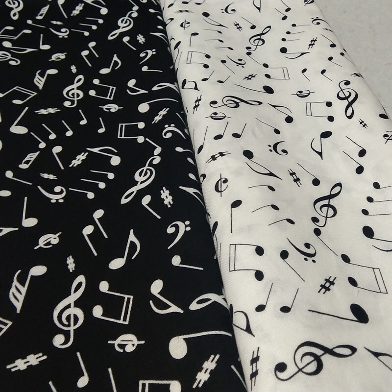 100% Plain Cotton Fabric ViaPhil Music Staff Printed Musical Notation Fabric Patchwork Cloth Dress Home Decoration