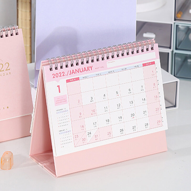 Calendario de escritorio de bobina de Metal 2022, horario portátil, adorno de escritorio Simple para el hogar, sala de estar, escritorio de oficina, calendario QJY99