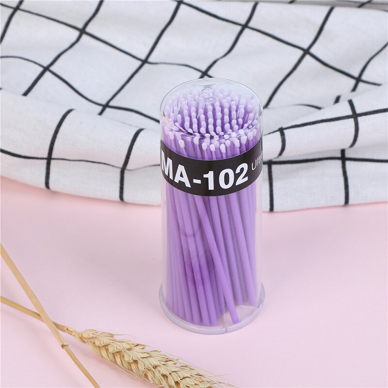 100 Uds aplicador de hisopo cepillo Micro máscara de extensión de pestañas herramientas 13 colores bordado hisopos de algodón injerto palillos de algodón