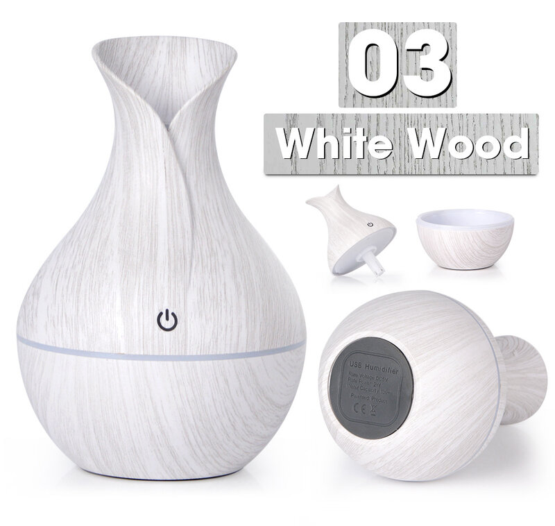 Air Humidifier Household Electric USB LED Mist Maker Colorful Night Light Wood Grain Ultrasound Aroma Diffuser Moisturize filter