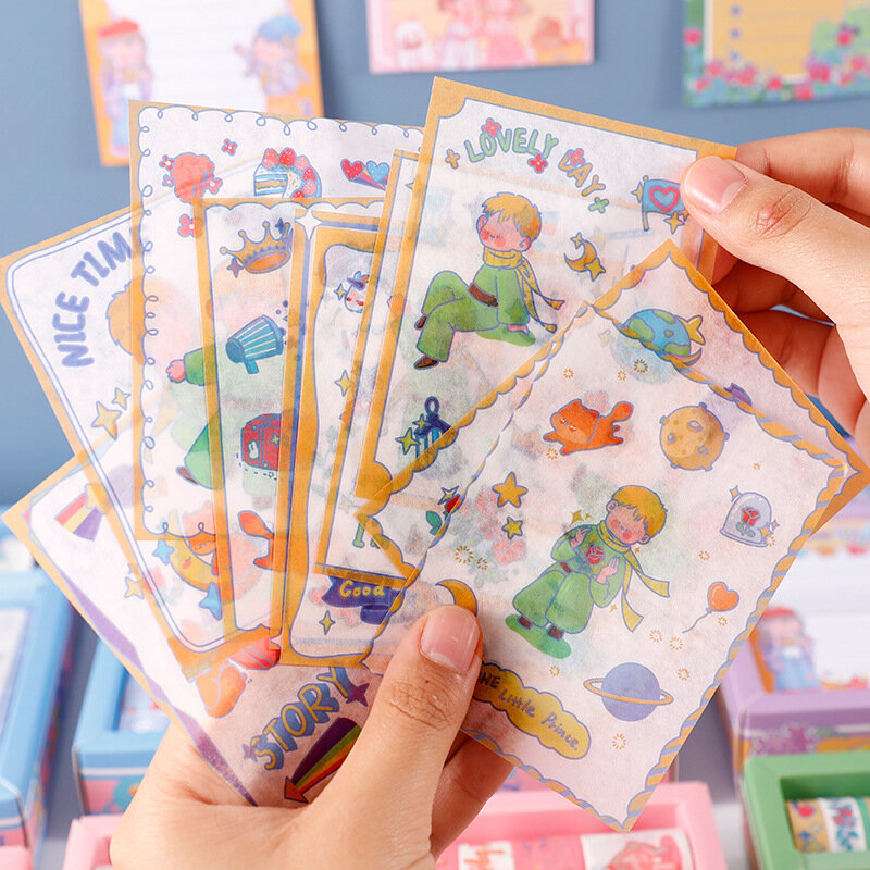 1Pc Planet สาวและดอกไม้ข้อความ DIY Scrapbooking สติกเกอร์เทปชุด