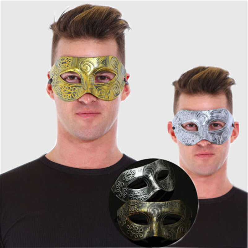 Máscara de gladiador romano Retro para hombre, máscara de fiesta de disfraces de Halloween, máscara romana griega Vintage, oro/plata