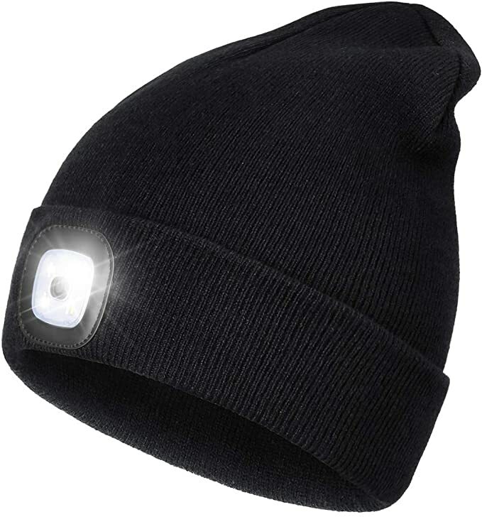 Unisex led gorro chapéu com luz presente para homem e mulher com bateria inverno malha iluminado farol chapéus portátil tocha