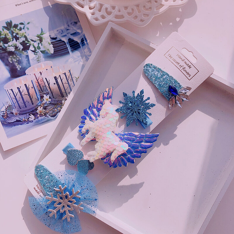 Śnieżna księżniczka hairgrips musujące motyl spinka do krawata potańcówka łuk szpilka dziewczyna akcesoria do włosów