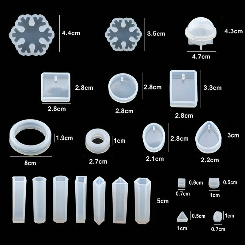 Conjunto de moldes de resina de cola epoxy de jóias de estilo misto molde de silicone ferramentas de fundição uv argila resina moldes de fundição de jóias para fazer jóias diy