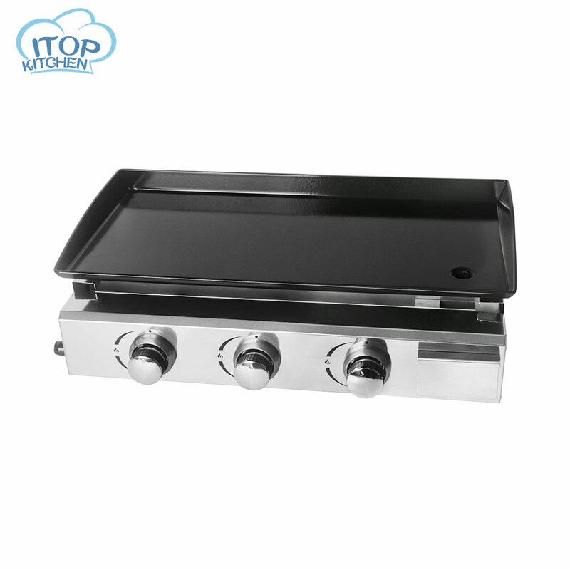 Stainless Steel Commercial / Household Plancha LPG Gas Grill No-smoke Steak Teppanyaki Large Barbecue Machine BBQ Party in stock