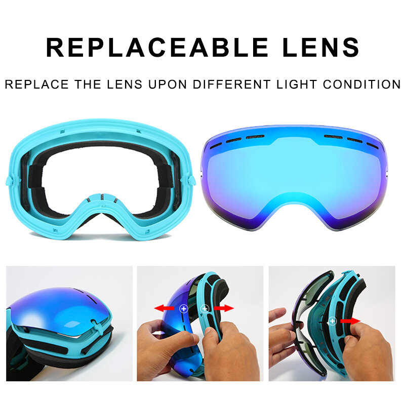 2020 acexpnm óculos de esqui das mulheres dos homens snowboard máscara de esqui óculos para esqui uv400 neve óculos anti-nevoeiro