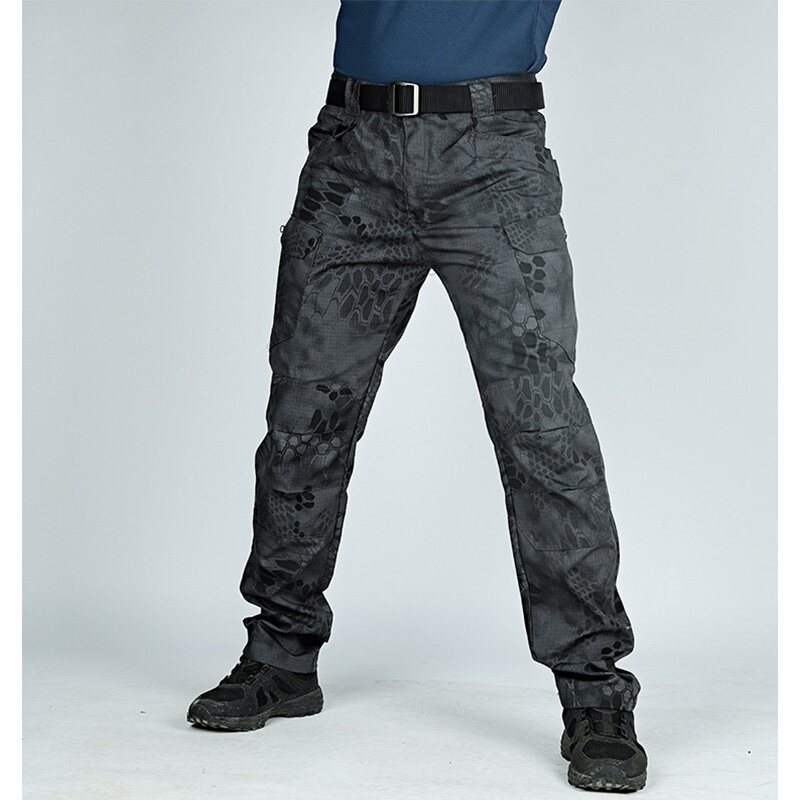 Pantalones militares de camuflaje para hombre, pantalón táctico elástico con múltiples bolsillos para correr al aire libre, de talla grande