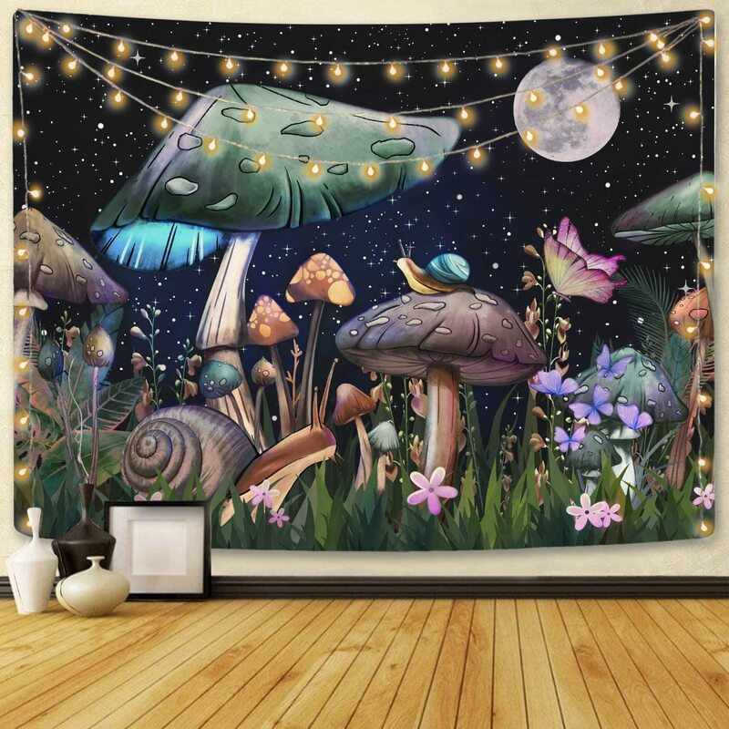 Tapeçaria borboleta parede pendurado psychedelic cogumelo decoração da parede pendurado boêmio hippie tapeçaria sala de estar decoração