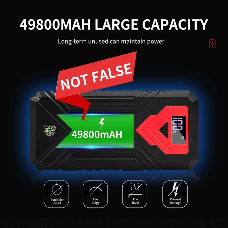 Car Jump Starter 12v 49800mAh Car Starting Device Auto Emergency Battery Booster Portable Power Bank