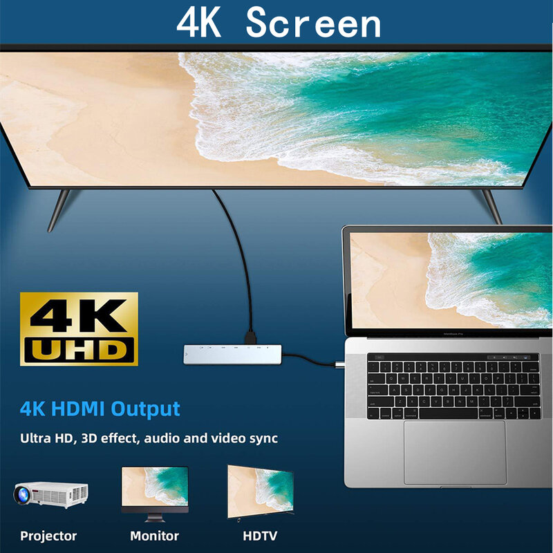 5/6/8/11 in 1 Typ C Dock USB C Hub 3,0 Splitter Multiport Adapter 4K HDMI RJ45 SD/TF VGA HDMI PD für MacBook iPad Xiaomi Laptop