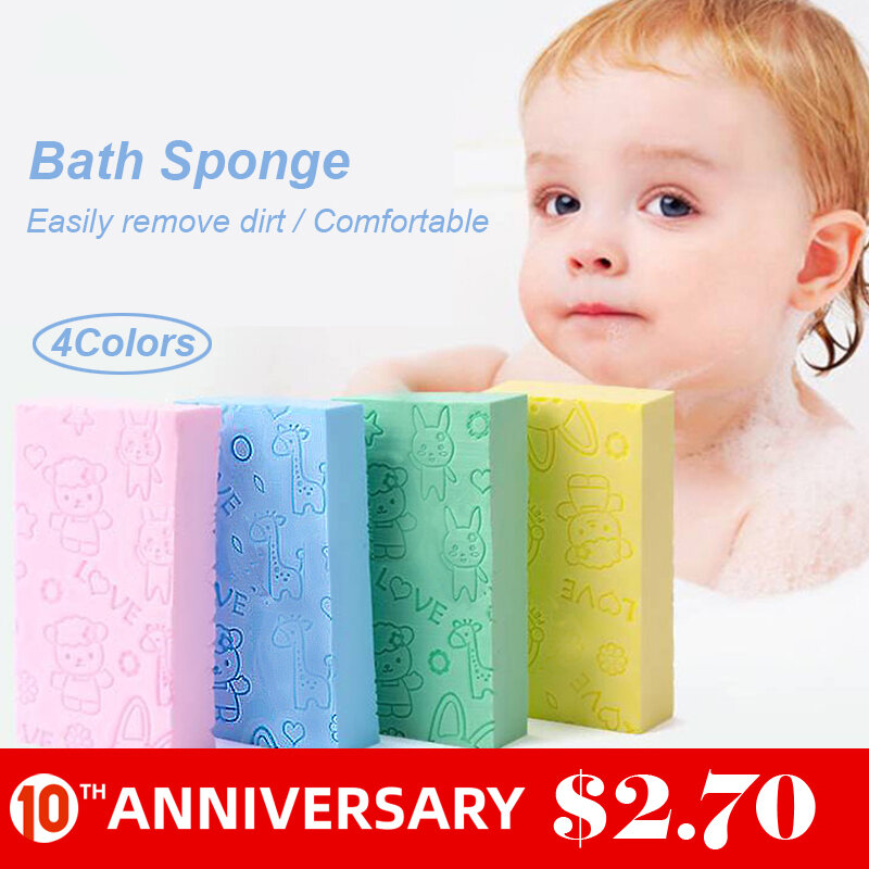 UNTIOR Soft Bath Sponge Scrubber Body Cleaning Foam Shower Puff High Density Printed Body Exfoliating Sponge for Baby Adults