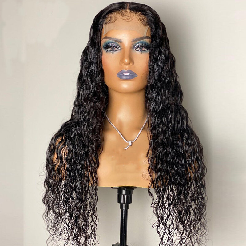 26 дюймов длинный свободный волнистый натуральный черный синтетический кружевной передний парик для женщин с детскими волосами устойчивый ...