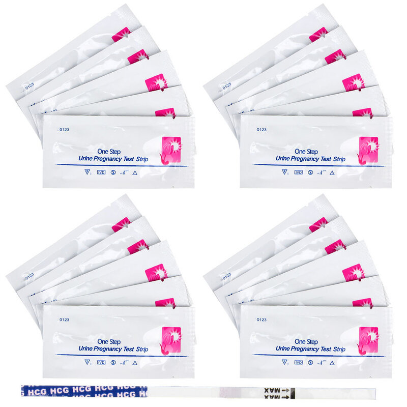 Tiras reactivas para el embarazo, Kits de prueba HCG de precisión del 99%, medición de orina para mujeres que esperan un bebé, 20 Uds.