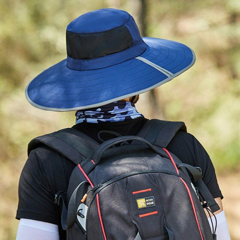 Chapéu de balde para homens, chapéu dobrável de aba larga para áreas externas, férias, caminhadas, praia, sol, verão, protetor solar e pescador