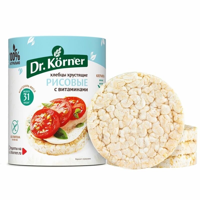 Хлебцы Dr. Korner 10 пачек по 100г Рисовые с витаминами | Быстрая доставка из РФ