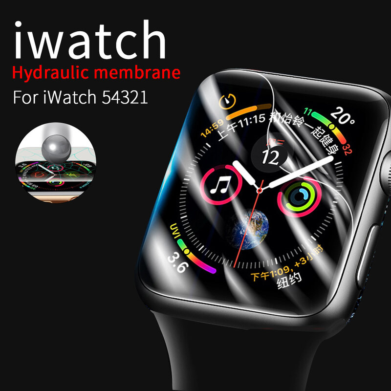 Película de hidrogel transparente para apple watch, protetor de tela para iwatch séries 5 44mm 40mm 4 3 2 1 38mm 42mm