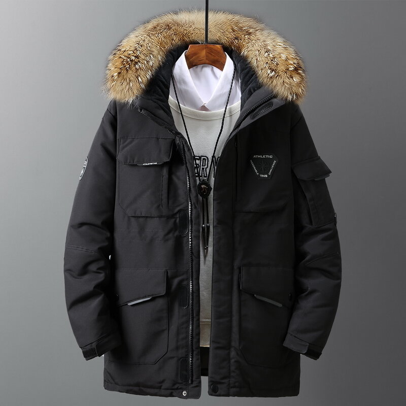 Abrigos cálidos con capucha para hombre, ropa de algodón gruesa de lana para exteriores, chaquetas de plumón de Color sólido a la moda, moda urbana de invierno