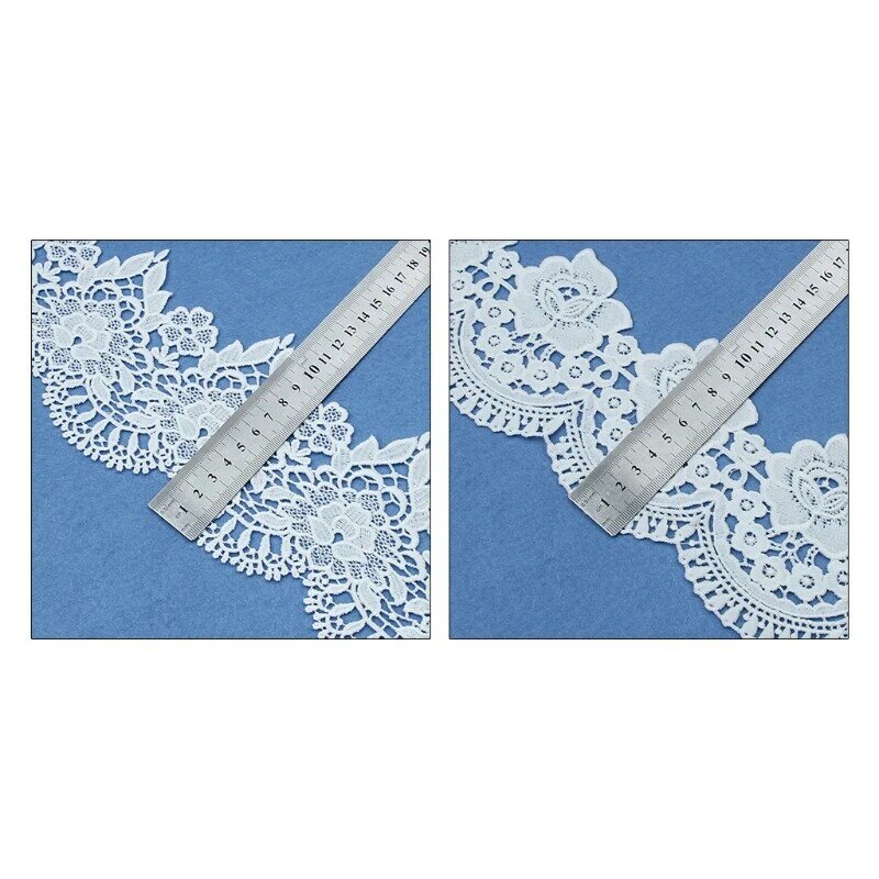 Tela de poliéster y algodón con encaje triunilátero, tejido bordado soluble en agua, color blanco, accesorios para cortina, X3UE