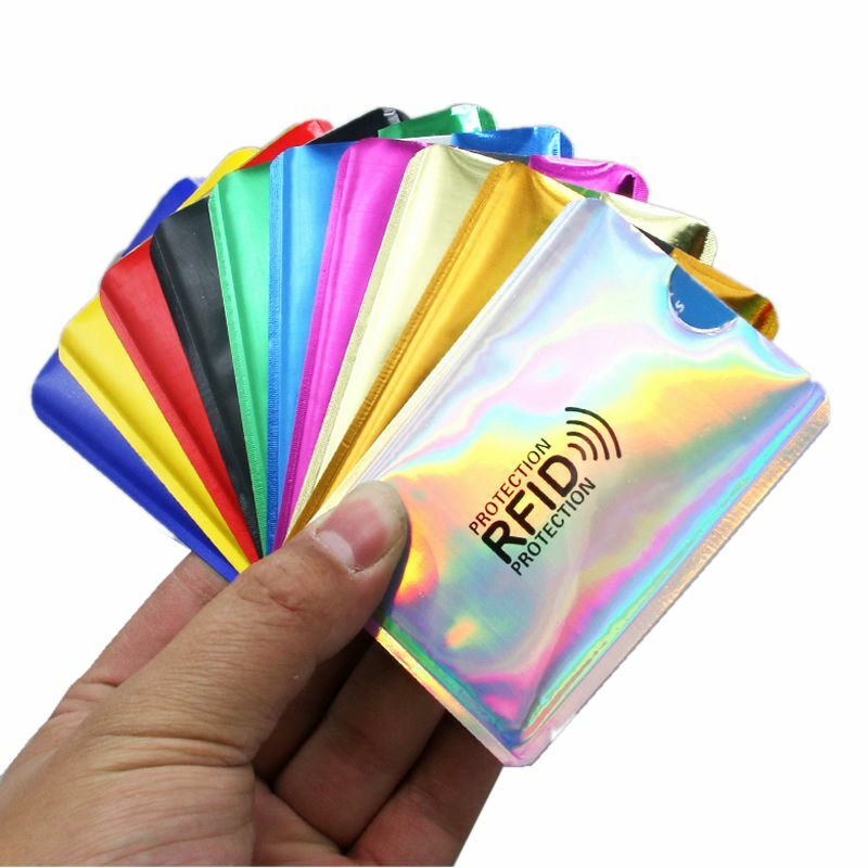 5Pcs 안티 Rfid NFC 지갑 차단 리더 잠금 은행 카드 홀더 Id 은행 카드 케이스 보호 금속 신용 카드 홀더