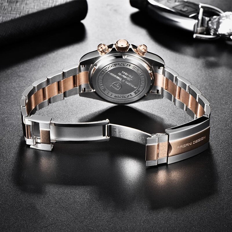 PAGANI DESIGN-Reloj de pulsera deportivo para hombre, de cuarzo, de lujo, de acero completo, resistente al agua, Zegarek Meski