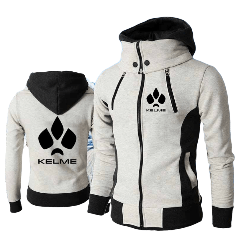 2021 novo outono e inverno pata logotipo impresso jaqueta quente e à prova de vento duplo zíper masculino com capuz design gola alta casacos
