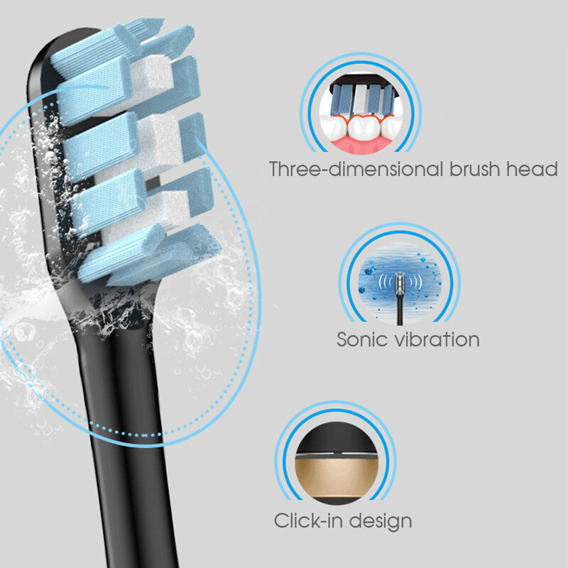 Boi-cepillo de dientes eléctrico IPX7 para adultos, impermeable, recargable por USB, 4 modos, tridimensional, inteligente, Sónico