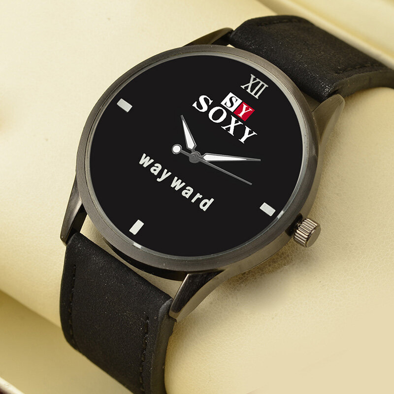 Nova moda soxy marca masculino relógios 2020 preto quartzo relógios de pulso masculino pulseira de couro relógio esportivo reloj hombre