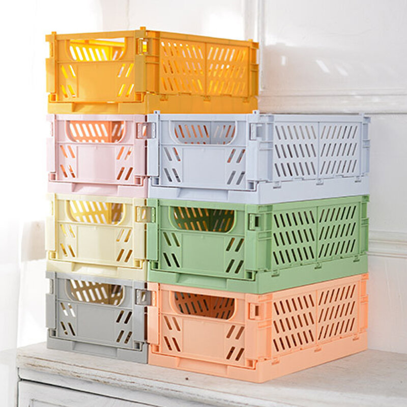 2021 New Office Desk Simple Folding Storage Basket Home Artifact Storage Basket Sundries Toy Snack Box  for Stationery School