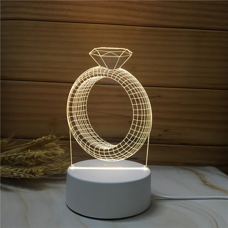 3D Night Light Romantic Acrylic Led Lamp for Home Children's Night Lamp Kids Bedside Table Lamp Birthday Party Festival Gift