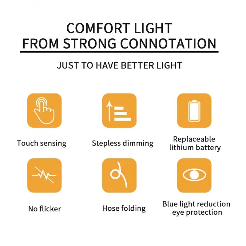 Lampu LED Dapat Disesuaikan Lampu Meja Lampu Meja Sentuh untuk Ruang Tamu Dapat Diputar Desktop Dapat Dilipat Lampu Belajar Perlindungan Mata Dapat Diredupkan
