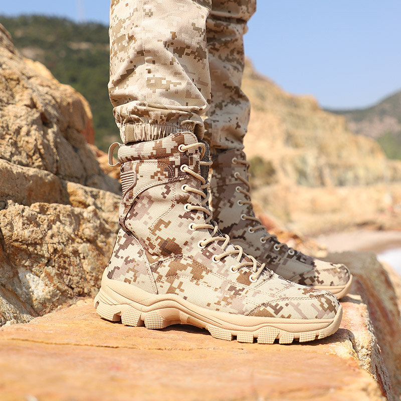 Na zewnątrz pustyni buty wojskowe Camo ciepłe but trekingowy zima mężczyźni polowanie wspinaczka skóry odporne na zużycie szkolenie taktyczne buty