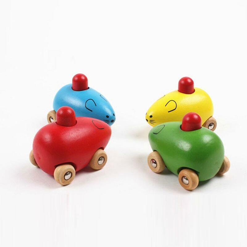 Kuulee-coche pequeño BB para bebé, juguete de Animal de madera con sonido BB para bebé, rompecabezas, juguete de Animal de madera, coche educativo