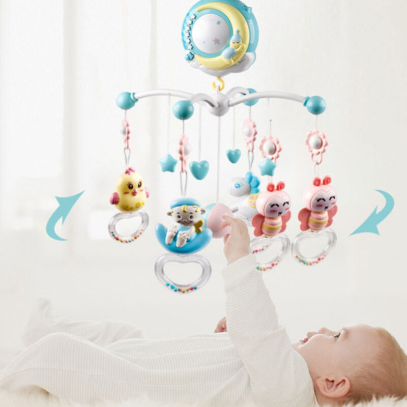 Let's Make Dropshipping Baby Rattles Crib Mobiles Toy Bed Bell Musical Box 0-12month Cloud Cotton Carousel For Cots Projection