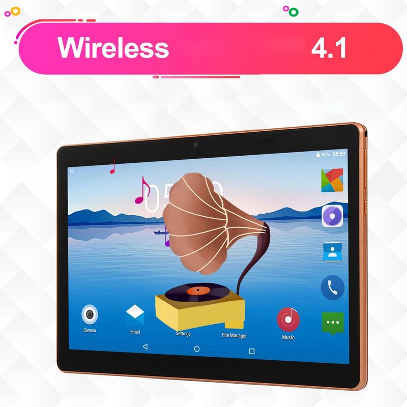 Tablet de plástico kt107, tablet preto com tela grande android versão 10.1, 8 gb de ram + 64 gb de armazenamento. aparelho portátil e estiloso. com plugue americano