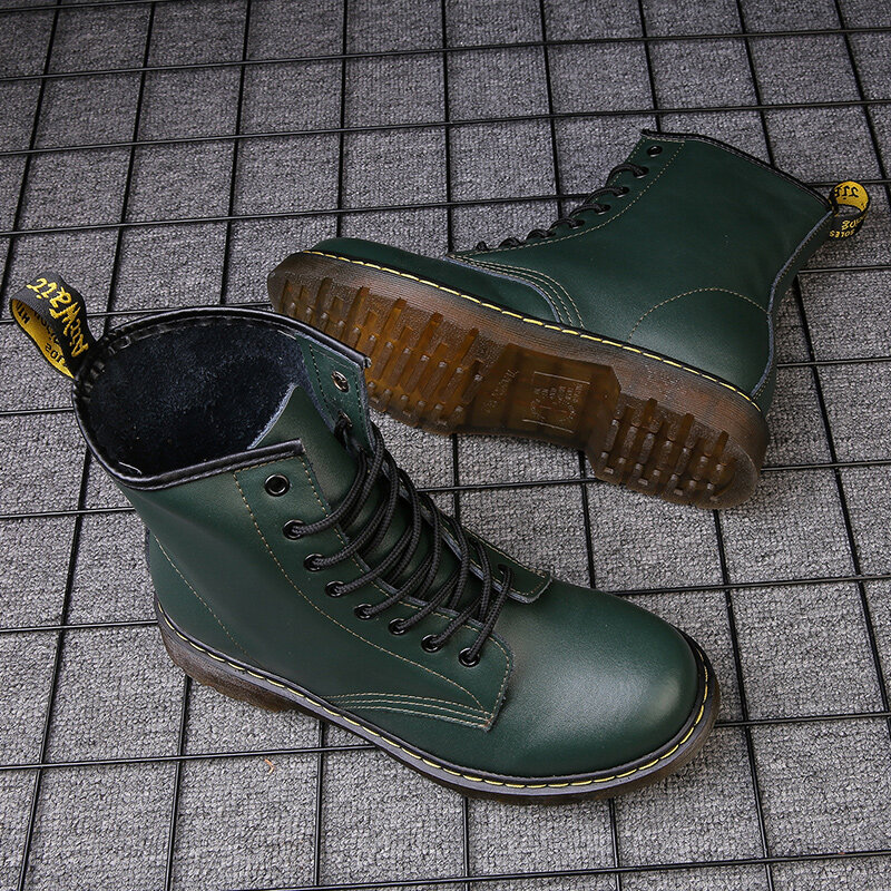 Мужская обувь кожаные резиновые ботинки на шнуровке женские парные ботинки на плоской подошве повседневные ботильоны ботинки