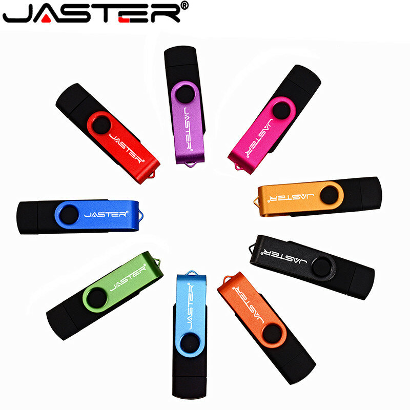 Unidad Flash USB JASTER 2 en 1 de rotación, 128GB, 64GB, 32GB, 16GB, para teléfono inteligente Android