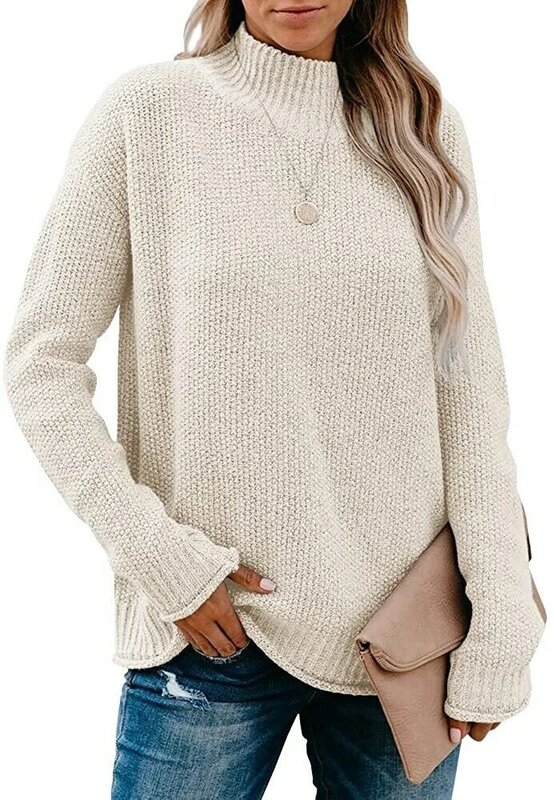 OlfrSaodimallsugf Womens Turtleneck Oversized Sweaters Chunky Long Sleeve Loose Casual Pullover Slouchy Knit Jumper Tops