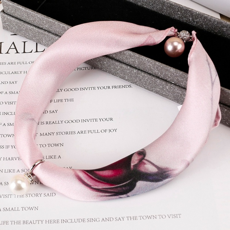 Mulberry Natürliche Seide Halstuch Schal mit Perle Twill Büro Damen Neck Ring Dünne Hals Schals für Frauen Geburtstag Geschenk
