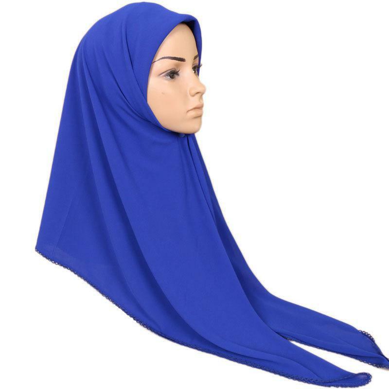 Alta calidad chifón musulmán Hijab bufanda chal cabeza envolver colores lisos 115cm x 115cm